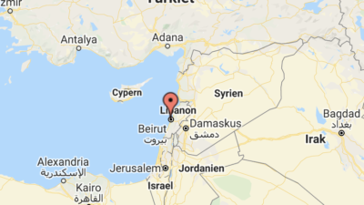 Karta över Libanon