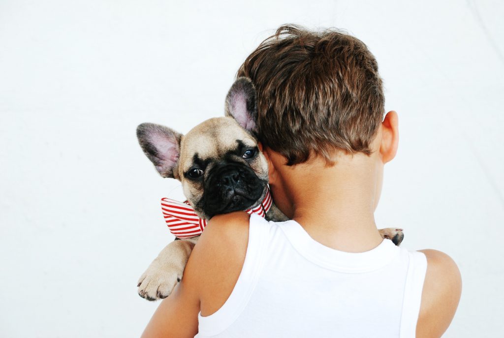 En hund och en ung husse
